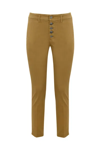 Dondup Perfect Trousers In Compact Gabardine In Cammello