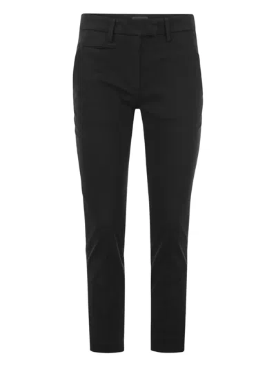 Dondup Perfect Welt-pocket Logo Trousers In Black