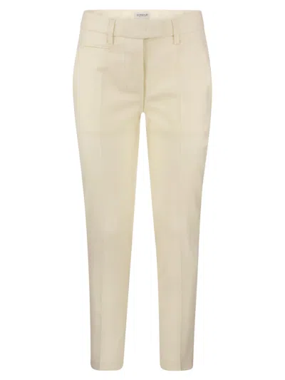 Dondup Perfect - Wool Slim-fit Trousers In Neutral
