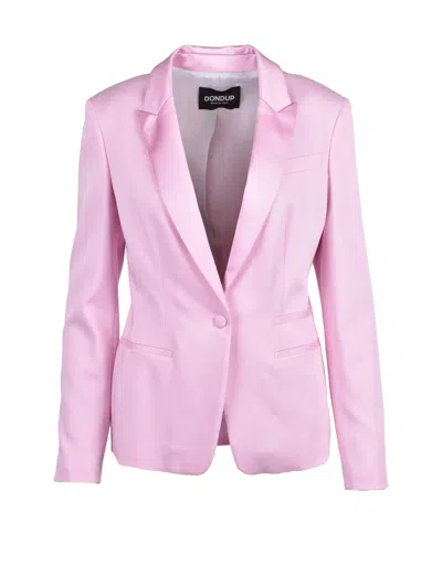 Dondup Pink Cotton Viscose Elastane Fitted Jacket