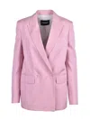Dondup Pink Double-breasted Viscose Jacket In Pink