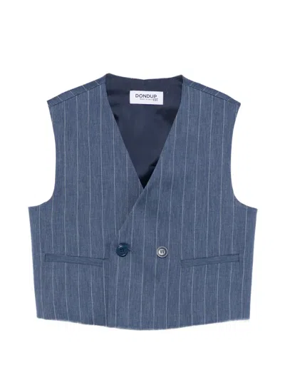 Dondup Kids' Pinstripe Button Vest In Blue