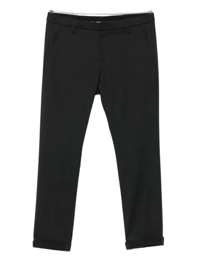 Dondup Pinstripe Cuffed Trousers In Black