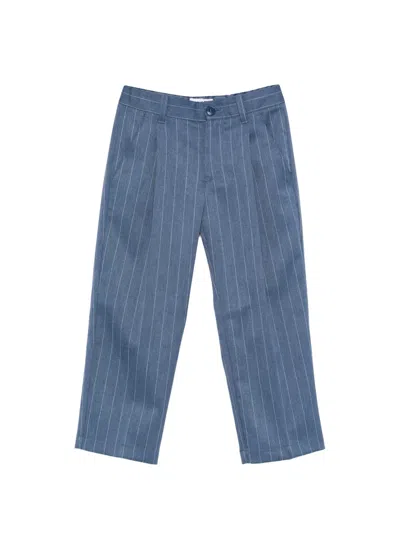 Dondup Kids' Pinstripe Pleat Trousers In Blue