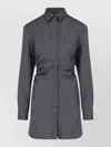 Dondup Pinstripe Ruched Tailored Knee Length Jacket In Pattern