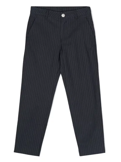 Dondup Kids' Pinstriped Cotton-blend Trousers In Blue