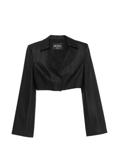 Dondup Pinstripe-pattern Cropped Blazer In Black