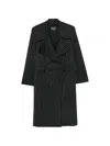 Dondup Pinstripe-pattern Double-breasted Coat In Black