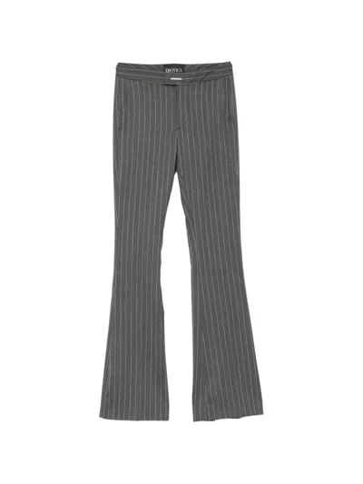 Dondup Pinstripe-pattern Flare-cut Tailored Trousers In Gray
