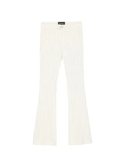 Dondup Pinstripe-pattern Flare-cut Tailored Trousers In Neutral