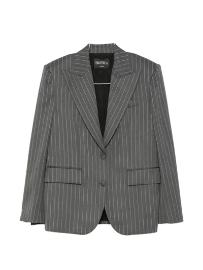 Dondup Pinstripe-pattern Peaked-lapel Blazer In Gray