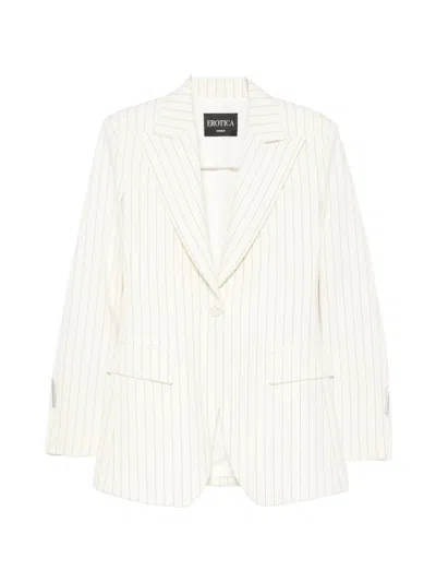 Dondup Pinstripe-pattern Peaked-lapel Blazer In Neutral