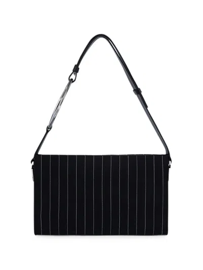 Dondup Pinstripe-pattern Ring-detail Tote Bag In Black