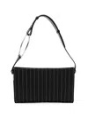 Dondup Pinstripe-pattern Ring-handle Clutch Bag In Black