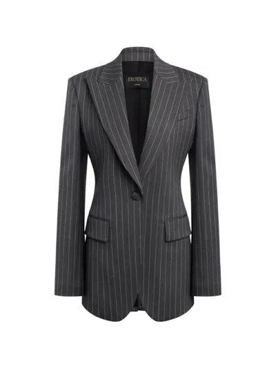 Dondup Pinstripe-pattern Single-breasted Blazer In Black