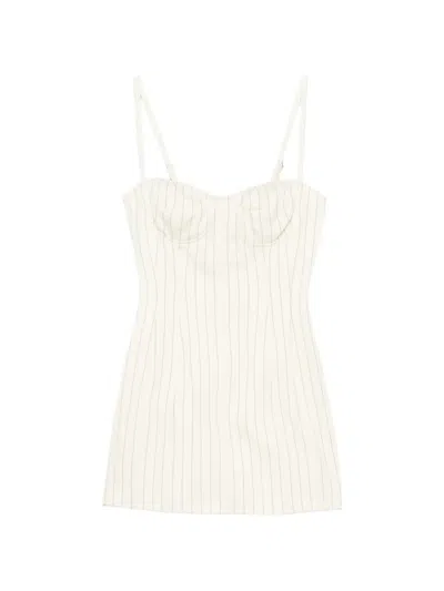 Dondup Pinstripe-print Corset-style Mini Dress In White