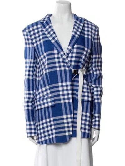 Pre-owned Dondup Plaid Print Blazer In Blue