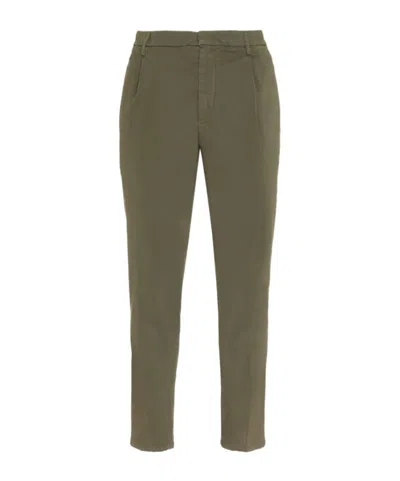 Dondup Pleat Detailed Regular-cut Chinos In Green