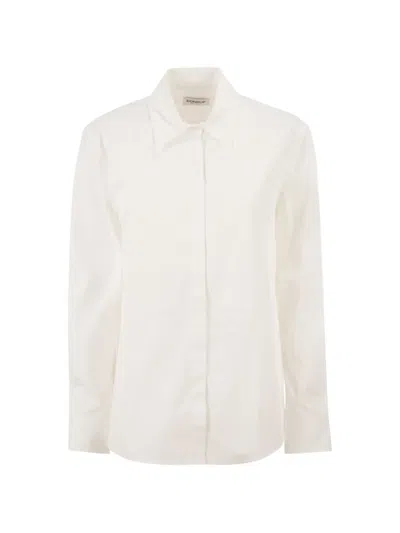 Dondup Cotton Shirt With Pleated Bib Front In Neutral
