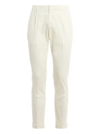 Dondup Pleated Cotton Trousers In White