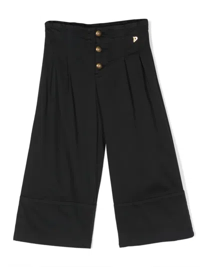 Dondup Kids' Pleated-detail Wide-leg Trousers In Blue
