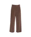 Dondup Pleated High-waisted Brown Trousers With Side Pockets In Brown