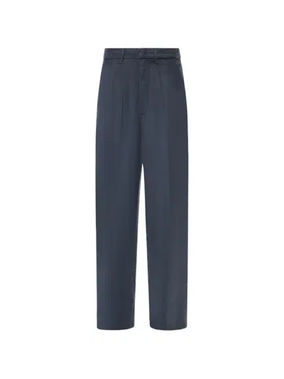 Dondup Pleated Satin-finish Trousers In Blue