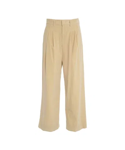 Dondup Pleated Trousers With High Waist And Wide Legs In Neutral