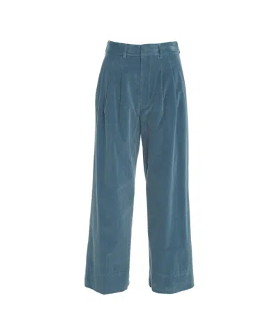 Dondup Pleated Wide-leg Trousers With High Waist Design In Blue