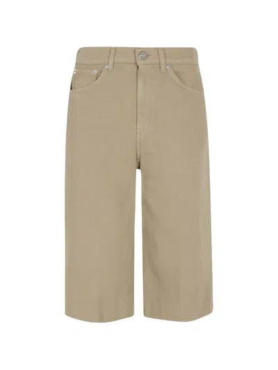 Dondup Pocket Cotton Shorts In Brown
