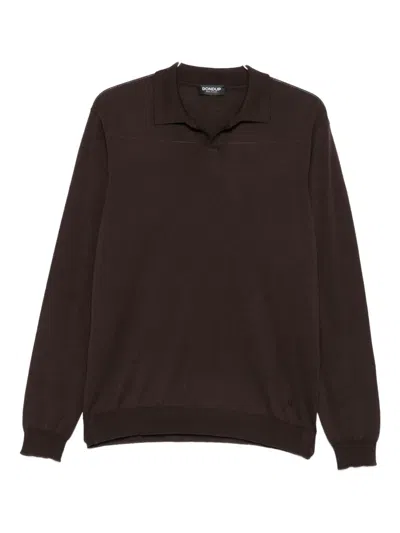 Dondup Polo-neck Wool-cotton Blend Sweater In Brown