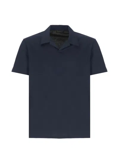 Dondup Polo-collar V-neck T-shirt In Blue