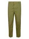 Dondup Poplin Straight-leg Trousers In Green