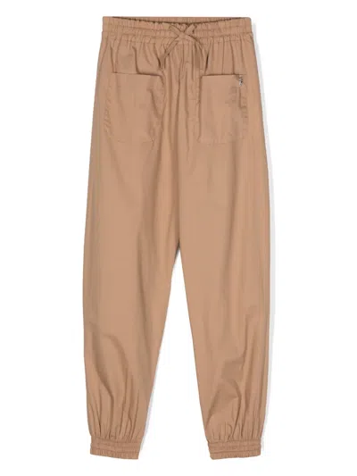 Dondup Kids' Poplin Tapered Trousers In Neutrals
