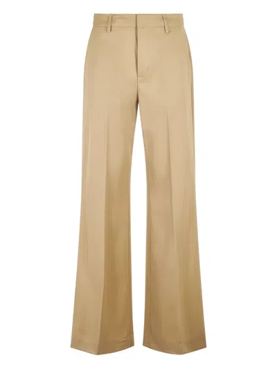 Dondup Tailored Wide-leg Shorts With Smooth Finish In Brown