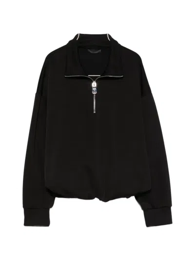 Dondup Quarter-zip Drop-shoulder Sweater In Black