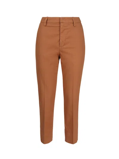 Dondup Slim-fit Cropped Trousers In Brown