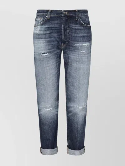 Dondup Regular Fit Jeans With Rolled Cuffs In Blue