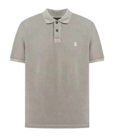 Dondup Regular-fit Polo Shirt In Pique Cotton In Gray