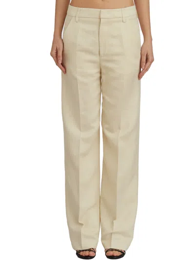 Dondup Reina Trousers In Viscose And Linen In Neutral