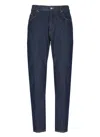 Dondup Relaxed-fit Cotton Pants With Five-pocket Design And Contrasting Patch In Blue