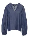 Dondup Relaxed Fit Denim Top With Deep V-neckline In Blue