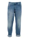 Dondup Relaxed-fit Five-pocket Denim Jeans With Rolled-up Cuffs In Blue