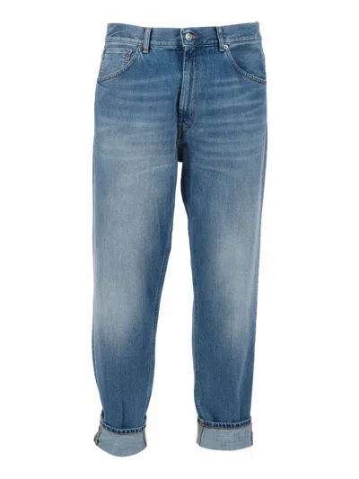 DONDUP RELAXED-FIT FIVE-POCKET DENIM JEANS WITH ROLLED-UP CUFFS