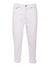 Dondup Relaxed-fit Five-pocket Pants With Rolled Cuffs In White