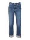 Dondup Relaxed Fit Jeans With Rolled Cuffs In Blue