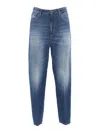Dondup Relaxed Fit Tapered Jeans With Vintage Wash In Blue