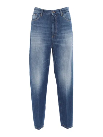 Dondup Relaxed Fit Tapered Jeans With Vintage Wash In Blue