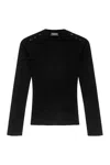 Dondup Ribbed Black Sweater With Decorative Shoulder Buttons In Black