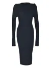 Dondup Ribbed Buttoned-cuff Dress In Black